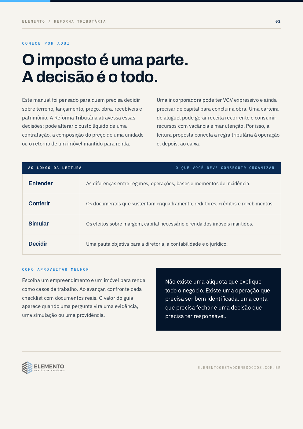 Página do Manual: o imposto é uma parte, a decisão é o todo